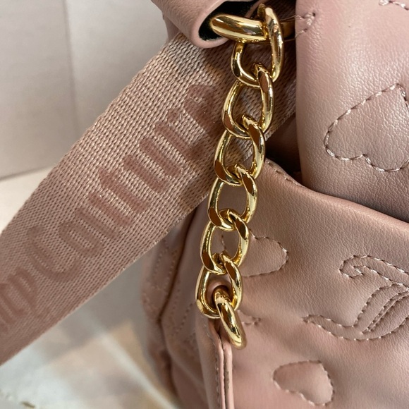 Juicy Couture Purse Crossbody Shoulder Strap Pink Color with gold chain Accents - Picture 10 of 13